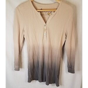 Weatherproof Henley Tunic‎ Top Drippy Thermal Ombre Shirt Chocolate Size Med